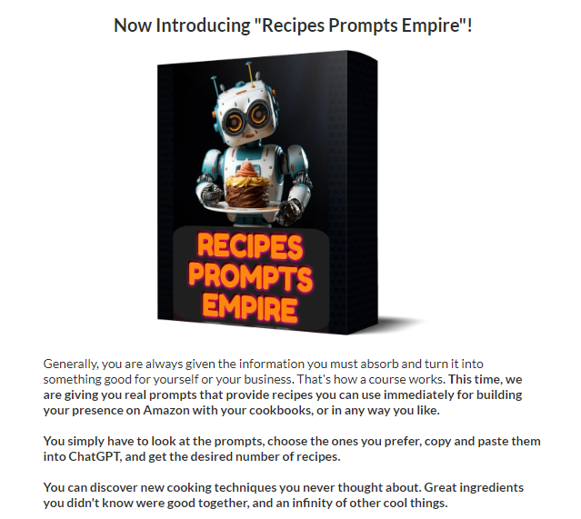 Recipes Prompts Empire Review + OTO UPSELL